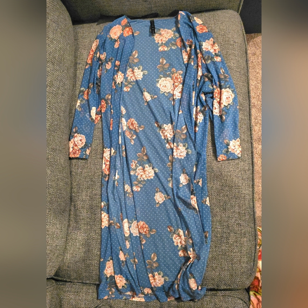 Mesh Floral Longline Cardigan LAST CHANCE